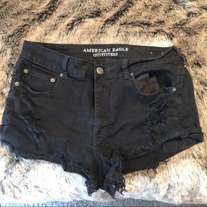 Black High Waisted Denim Shorts